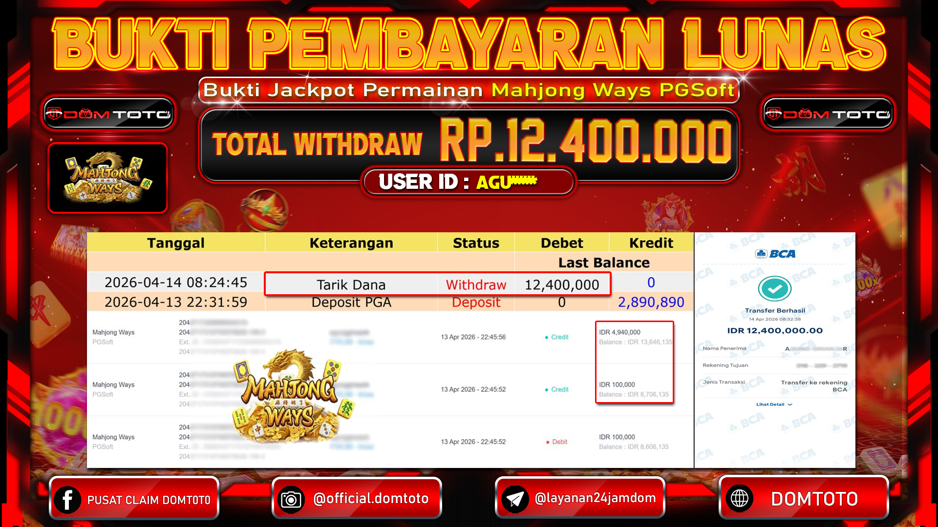 JACKPOT SLOT Mahjong Ways PGSoft 14 APRIL 2026
